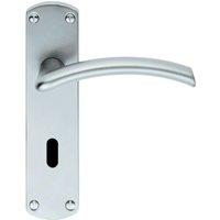 Loops PAIR Arched Lever on Lock Backplate Door Handle 170 x 42mm Satin Chrome