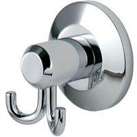 Loops Twin Bathroom Robe Hook on Concealed Fix Rose 57mm Projection Polished Chrome