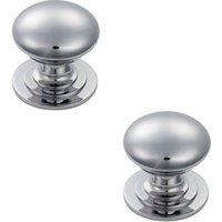 Loops 2x Victorian Round Cupboard Door Knob 42mm Dia Polished Chrome Cabinet Handle