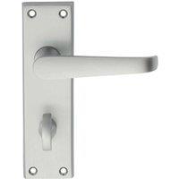 Loops PAIR Straight Victorian Handle on Bathroom Backplate 150 x 43mm Satin Chrome