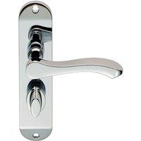 Loops PAIR Scroll Lever Door Handle on Bathroom Backplate 180 x 40mm Polished Chrome