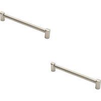 Loops 2x Round Tube Pull Handle 244 x 16mm 224mm Fixing Centres Satin Nickel in Metallics