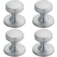 Loops 4x Ringed Tiered Cupboard Door Knob 25mm Diameter Satin Chrome Cabinet Handle