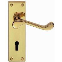 Loops PAIR Victorian Scroll Handle on Lock Backplate 150 x 43mm Polished Brass in Metallics