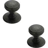 Loops 2x Ringed Tiered Cupboard Door Knob 38mm Diameter Pewter Cabinet Handle