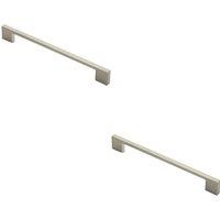 Loops 2x Slim D Shape Pull Handle 220 x 8.5mm 192mm Fixing Centres Satin Nickel in Metallics