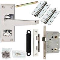 Loops Door Handle & Bathroom Lock Pack Chrome Victorian Straight Thumbturn Backplate