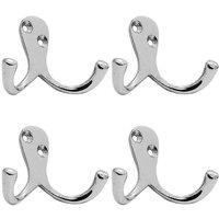 Loops 4x Victorian One Piece Double Bathroom Robe Hook 26mm Projection Polished Chrome