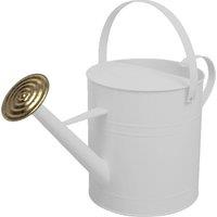 simpa 9 Litre Colour Metal Watering Can with Brass Rose in White