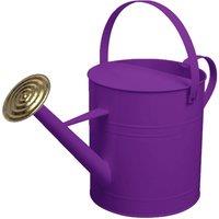 simpa 9 Litre Colour Metal Watering Can with Brass Rose in Purple