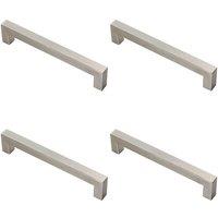 Loops 4x Square Linear Block Pull Handle 174 x 14mm 160mm Fixing Centres Satin Steel in Metallics