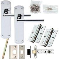 Loops Door Handle & Latch Pack Chrome Rounded Straight Bar on Backplate 170 x 42mm
