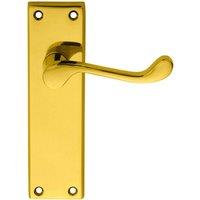 Loops PAIR Victorian Scroll Lever on Sweedor Latch Backplate 150 x 43mm Polished Brass in Metallics