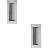 Loops 2x Recessed Sliding Door Flush Pull 102 x 45 10.5mm Depth Polished Chrome