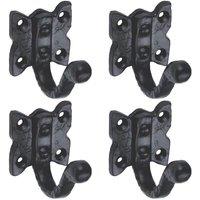 Loops 4x Single Ornate Wardrobe Hook on Butterfly Backplate 47mm Proj Black Antique
