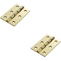 Loops 2x PAIR 76 x 50 x 2.5mm Double Steel Washered Butt Hinge Polished Brass Door in Metallics