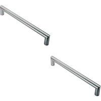 Loops 2x Mitred Round Bar Pull Handle 106 x 10mm 96mm Fixing Centres Satin Steel in Metallics