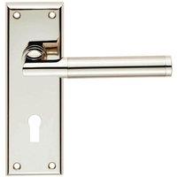 Loops Round Bar Section Handle on Lock Backplate 150 x 50mm Polished Satin Nickel in Metallics