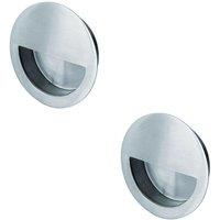 Loops 2x Circular Low Profile Recessed Flush Pull 90mm Diameter Satin Stainless Steel in Metallics