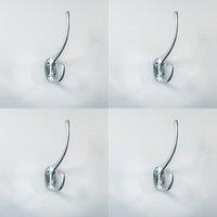 Loops 4x Victorian Hat & Coat Hook on Oval Backplate 64mm Projection Satin Chrome