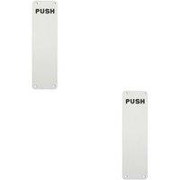 Loops 2x Push Engraved Door Finger Plate 300 x 75mm Satin Anodised Aluminium