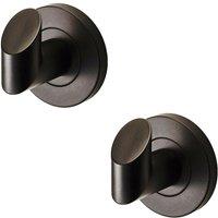 Loops 2x Single Bathroom Robe Hook on Concealed Fix Rose 44.5mm Proj Matt Black