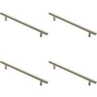 Loops 4x Round T Bar Cabinet Pull Handle 252 x 12mm 192mm Fixing Centres Satin Nickel in Metallics