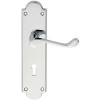 Loops PAIR Victorian Scroll Handle on Lock Backplate 205 x 49mm Polished Chrome