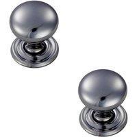 Loops 2x Round Victorian Cupboard Door Knob 32mm Dia Polished Chrome Cabinet Handle
