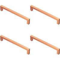 Loops 4x Square Block Pull Handle 170 x 10mm 160mm Fixing Centres Satin Copper
