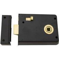 Loops Traditional Contract Rim Latch 102 x 76mm Black Japanned Door Security Lock