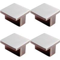 Loops 4x Square T Shape Cupboard Door Knob 38 x 38mm Satin Nickel Cabinet Handle in Metallics