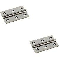 Loops 2x PAIR 76 x 50 x 2.5mm Brass Washered Butt Hinge Polished Nickel Internal Door in Metallics