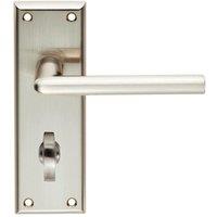 Loops PAIR Rounded Lever on Bathroom Backplate Handle 150 x 50mm Satin Nickel in Metallics