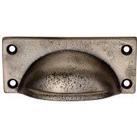 Loops Square Plate Cabinet Cup Handle 90 x 40.5mm 77 x 28mm Fixings Pewter