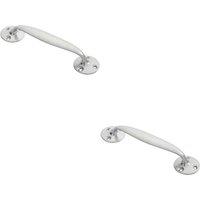 Loops 2x Victorian Bow Shaped Pull Handle 152mm Length 32mm Proj Satin Chrome