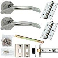 Loops Door Handle & Latch Pack Chrome Modern Arched Slim Bar on Screwless Round Rose