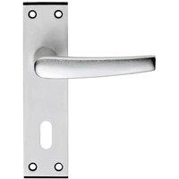 Loops PAIR Straight Lever on Lock Backplate Door Handle 152 x 38mm Satin Aluminium