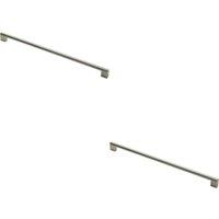 Loops 2x Round Bar Pull Handle 488 x 14mm 448mm Fixing Centres Satin Nickel & Steel in Metallics