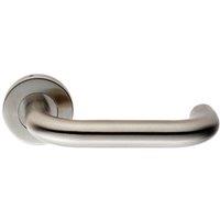 Loops PAIR 19mm Round Bar Safety Lever on Slim Round Rose Concealed Fix Satin Steel in Metallics