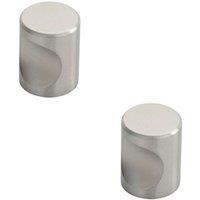 Loops 2x Cylindrical Cupboard Door Knob 16mm Diameter Stainless Steel Cabinet Handle in Metallics
