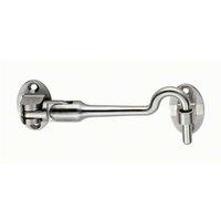Loops Silent Pattern Cabin Hook & Eye Satin Stainless Steel 150mm Arm Cabinet Hatch in Metallics