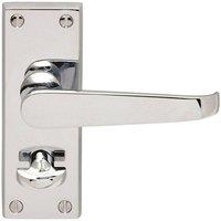 Loops Straight Victorian Handle on Rectangular Bathroom Backplate Polished Chrome