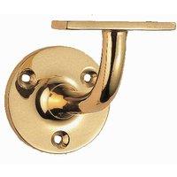 Loops Heavyweight Handrail Bannister Bracket 80mm Projection Polished Brass in Metallics