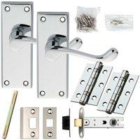 Loops Door Handle & Latch Pack Chrome Victorian Scroll Short Lever Plate 118 x 43mm