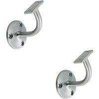 Loops 2x Handrail Bannister Bracket Wall Support 62mm Projection Satin Steel in Metallics