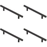 Loops 4x T Bar Cupboard Pull Handle 188 x 12mm 128mm Fixing Centres Matt Black