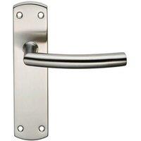 Loops Curved Bar Lever Door Handle on Latch Backplate 172 x 44mm Satin Steel in Metallics