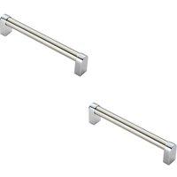 Loops 2x Round Tube Pull Handle 176 x 16mm 160mm Fixing Centres Satin Nickel & Chrome in Metallics