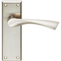 Loops PAIR Angular Lever on Latch Backplate Door Handle 150 x 50mm Satin Nickel in Metallics